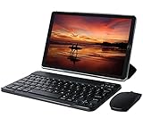 10 Zoll Tablet 4GB RAM 64GB ROM Tablette mit Tastatur und Maus, Android 10, 8000 mAh Akku, 5MP + 8 MP Dual Kamera, WiFi, Bluetooth, MicroSD 4-128GB, Schw