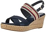 Tommy Hilfiger Damen Th Artisanal mittelhohem Keilabsatz Flache Sandale, blau, 41 EU