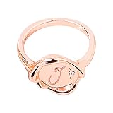 Buchstaben RoséGold Ring Damen Personalisierte Siegelring Pinky Ring Damen Mit Buchstabe Stein Zirkonia Geburtsstein Rosegold Gold Schmuck Geschenk FüR Mama Freundin Paar F