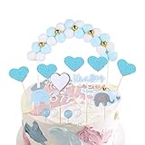 MiaLover 14 Stück Tortendeko Junge Babyparty Kuchen Topper Kuchendeko Baby Shower Blau It's a Boy Kuchen Topper Elefante Kuchen Zubehör Tortendekoration Baby T