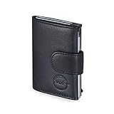 POP-UP Kreditkartenetui | TÜV geprüfter RFID NFC Schutz | Wallet für 10 Karten und Fach für Scheine | für Damen und Herren mit gratis Geschenkbox | Schw