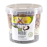 Fang die Nuss | Eichhörnchenfutter 1kg | Ganzjahres Premium-Mix | Artgerechtes Futter für Eichhörnchen und Streifenhörnchen | Ganze Haselnüsse, Walnüsse und Sonnenblumenkerne in der S