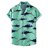 Shirt Herren Sommer V-Ausschnitt Casual Urlaub Loose-Fit Herren Kurzarm Set Modern Tasche Knopfleiste Herren T-Shirt Urban Mode Druck Schnürung Strandshirt TZ79-1 XL