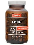 VITAFAIR L-Lysin (2000mg pro Tagesdosis) - Vegan, Braunglas, Ohne Zusatzstoffe, German Quality - Hochdosierte essentielle Aminosäure - 120 Kap