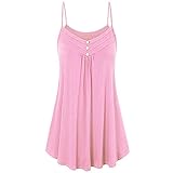 IHEHUA Tops Damen T-Shirts Einfarbig Ärmellose Lockeres Tank Top Tight Wild Rundhals Sexy Spaghettiträger Strappy Freizeit Elegante Tee Pullover Blusen Oberteil(Rosa,S)