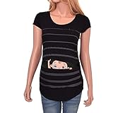 Damen Sommer Kurzarm Umstandsmode Lustige Baumwolle Weste Tops Witzige süße Umstandsmode T-Shirt Schwangere Frauen Baby in der Tasche T-Shirt Top Oberteil für Schwang