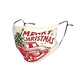 Merry Christmas Auto Tuch Gesichtsmaske Waschbar Wiederverwendbare Einstellbare Maske für Damen Herren 2 Kohlefilter M