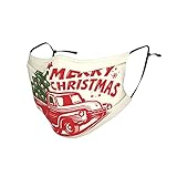 Merry Christmas Auto Tuch Gesichtsmaske Waschbar Wiederverwendbare Einstellbare Maske für Damen Herren 2 Kohlefilter M