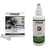 Iperon® 2 x 5 x 1 ml Spot-ON Kleiner Hund + 2 x 200 ml Lotion im Set Zeckenschutz Pflege für Hunde Katzen Nager Abwehr Ungeziefer Flöhe Zecken + Zeckenhak