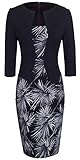 HOMEYEE Damen 3/4 Arm Business Stretch Kleid B237 (38, Schwarz Blume)