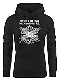 MoonWorks® Kapuzen-Pullover Damen Um Stress abzubauen Male ich Mandalas aus Spruch lustig Ironie Sarkasmus Hoodie schwarz S