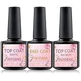 INTOBAS Top Coat und Base Coat No Wipe Vernis à Ongles Semi Permanent UV LED Soak Off Vernis Gel Nagellack Set Manucure Kit 3x8