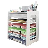 Briefablage Organizer, Büroschreibtisch, ordentliches Aufbewahrungsregal für Dokumente, A4, Papierablage, für Zuhause, Büro, Schule (7 Etagen)