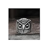 NJKM Mädchen Liebhaber Talisman, Retro Tier Stil Edelstahl Classic Ring handgefertigt (Size : 10)
