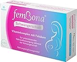femBona® Schwangerschaft Vitaminkomplex | 400 µg Folsäure, Calcium, D3 + 12 Vitamine | Monatsvorrat | Ohne Jod I Vegan & Zusatzstofffrei| Hergestellt in D