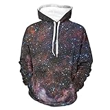 kikomia Pullover Hoodie Bunte Sterne Nebel Raum Hoodie Hooded Sweatshirt Mit Tasche Lange Ärmel White 3XL