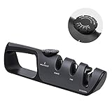 DDF iohEF Messerschärfer [ Mit Winkeleinstellung ], 4-in-1 Manueller Messerschärfer, Grobschleifen, Feinschleifen, Schere Schärfen und Winkeleinstellung, Geeignet für Küchenmesser, Jagdmesser usw