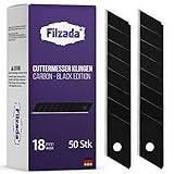 Filzada ® 50x Cuttermesser Klinge 18mm - Abbrechklinge/Messerklinge Carbonstahl - Black U
