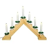 Nipach GmbH Schwibbogen aus Holz 7 LED Lichterbogen Dreieckform - Leuchtfarbe: warm-weiß Leuchtbogen Weihnachtsbeleuchtung Weihnachtsdeko X