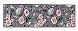 ASTRA flauschig-weiche Sauberlaufmatte Pure & Soft – Schmutzfangmatte bunt – Türmatte Innen – strapazierfähige Fussmatte – 50x150cm (Farbe: Blumen grau-rosa)
