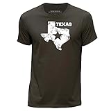 Stuff4 Herren/Klein (S)/Dunkelbraun/Rundhals T-Shirt/USA Staat/Tex