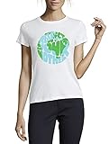 Respect Your Mother Earth Minimalist Graphic Damen T-Shirt mit Rundhalsausschnitt Weiß X-Larg