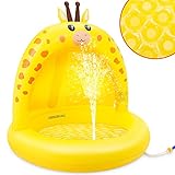 lenbest Babypool, Giraffe Baby Splash Pool mit verdickender Überdachung und extra weichem Blasenboden, aufblasbarer Babypool mit Wasserspaß Sommer Indoor Outdoor Gartenstrand fü