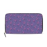 JUMPBEAR Damen Geldbörse mit Kreditkartenfächern Pink Flamingo Polka Dot Clutch Lang Damen Geldbörse, B, Einheitsgröße,