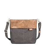 Zwei Olli OT8 Tasche Damen Umhängetasche Schultertasche 25x23x10 cm (BxHxT), Farbe:, Graphit (Grau/Braun), O