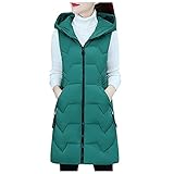 HHMY Steppweste Damen Mit Kapuze, Ärmellose Weste Casual Jacke Warm Übergangsjacke Winter Mantel Mit Kapuze Reißverschlusstasche, Mittellange, W