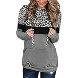 Hoodie Oberteiles Damen Pullover Sweatshirt übergroße Frauen Warm Niedlich Hoodies Langarmshirt Bedrucktes Herbst Tops Kapuzenpulli Oversize Patchwork Kapuzenmantel Winter Freizeit Sweatjacke H