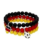 SIX Deutschland Armschmuck-Set mit Herzen und Fußball-Motiv, Fanartikel, Accessoire zur Europmeisterschaft, Nationalelf, Rot Schwarz Gold (524-981)