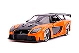 Jada Toys 253203058 Fast & Furious Han's Mazda RX-7, Auto, Tuning-Modell im Maßstab 1:24, mit Spoiler, zu öffnende Türen, Motorhaube und Kofferraum, Freilauf, orang
