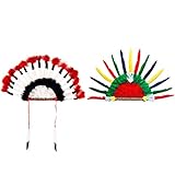 SOIMISS 2 Stücke Indian Kopfschmuck Feder Kopfbedeckung Indianer Häuptling Hut Federschmuck Stirnband Weihnachten Kopfschmuck für Kinder Erwachsene Karneval Fasching Cosplay Kostü