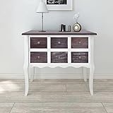 Konsolenschrank Kommode Küchenschränke Wohnzimmer Sideboards Sofa Seitenschrank Eingangsschrank Bett Konsolentisch Schlafzimmer Nachttisch Kommode 6 Schubladen Braun und Weiß H