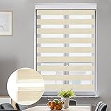 KCO Horizontale Fensterjalousie mit Volant, Zebra-Rollos für Tag und Nacht, doppellagig, 53,3 cm B x 182,9 cm L, Beige g