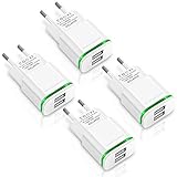 LUOATIP USB Ladegerät Netzteil Stecker 2.1A/5V 4-Pack Ladeadapter 2 Ports Adapter Stromadapter Netzstecker Steckdose Ladestecker kompatibel für Phone 11 XR X XS Max 8 7 6 6S Plus 5S, Samsung,