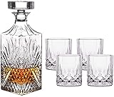 Whiskey Decanter Sets for Männer Gravierte Luxurious Versatile schön geschnitzten Bleifreies Kristall Whiskey Decanter Und Weingläser Set, Bewahren Getränke Temperatur, for alle Gelegenheiten geeig