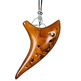 XUBX 12 Löcher Ocarina Alto C Keramik Ocarina, Smoked Art Musikinstrument mit Musik Noten für Musik-Liebhaber und Anfänger, mit schutztasche + Liedblatt-Anleitung + Umhängeb