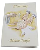 Einladungskarten zur Taufe für Junge & Mädchen im Set - Je 12x Klappkarte Einladung Meine Taufe & Briefumschläge & zum Foto einstecken (Motiv - Baby Wird getauft, DIN A6)