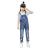 De feuilles Mädchen Latzhose Lang Hose Kinder Zerrissen Jeans Jumpsuit Pants Denim O