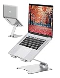 VMEI Laptop Ständer, Aluminium Computer Riser, Ergonomischer Laptop-Aufzug für Schreibtisch, Metall Ständer Kompatibel mit MacBook Pro Air, Lenovo, HP, Dell, All10-15.6'Laptop-Silb