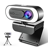 1080P Webcam Ringlicht, NIYPS Full HD Web Camera mit Mikrofon für PC/Laptop, Streaming Cam mit Abdeckung und Stativ, USB Kamera für Skype, Video Chat und Aufnahme, Kompatibel mit Windows, Mac,
