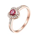 Epinki Rotgold 750 Diamantring, Herz Ring Ehering mit Rubin 0.45ct Rose Rot, Frauen Schmuck Geschenk für Muttertags Valentinstag Geburtstag Weihnachten, Rose Gold, Gr.58 (18.5)