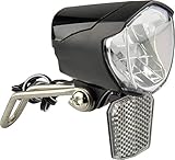 FISCHER Fahrrad Dynamo LED-Scheinwerfer 70 LUX | Fahrradlampe mit Standlichtfunktion | LED-Fahrradlicht mit Dämmerungsautomatik