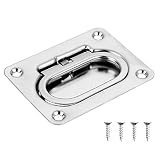OPAMOO Bodenheber, Einlassgriff Edelstahl Flush Hatch Locker Bodenheber Lukenheber Versteckter Poliert Griff des Kabinetts Lukengriff Pull 1 Stück mit 4 Schrauben für Boot Marine Yacht Schließ