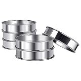 Runde Muffinringe, Sopito 6 Stück 4 Zoll Doppelt gerollte Tortenring Backringe aus Edelstahl Crumpet Tart Mousse Gebäck Kuchenring Kreiswerkzeuge für Hausback