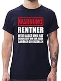 Sprüche Statement mit Spruch - Warnung Rentner der Alles weiß - 3XL - Navy Blau - Rentner sprüche Tshirt - L190 - Tshirt Herren und Männer T-S