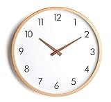 YYJYSM Wanduhr Funk Wanduhr Bahnhofsuhr Uhr Uhren Holz Flüsterleises Wohnzimmer einfache Haus Individualität Garten Quarzuhr um Schlafzimmer,A,12Inch(30,48 cm) Für Wohnzimmer/Büro/Haus/Küche Dek