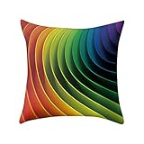 Xmiral Kissenhüllen Pillowcase Regenbogen Farbig 3D Psychedelisch Kopfkissenbezug 45cmx45cm(AN)
